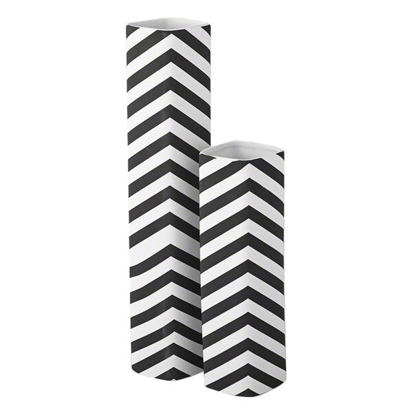 Black/White Ceramic Chevron Vase