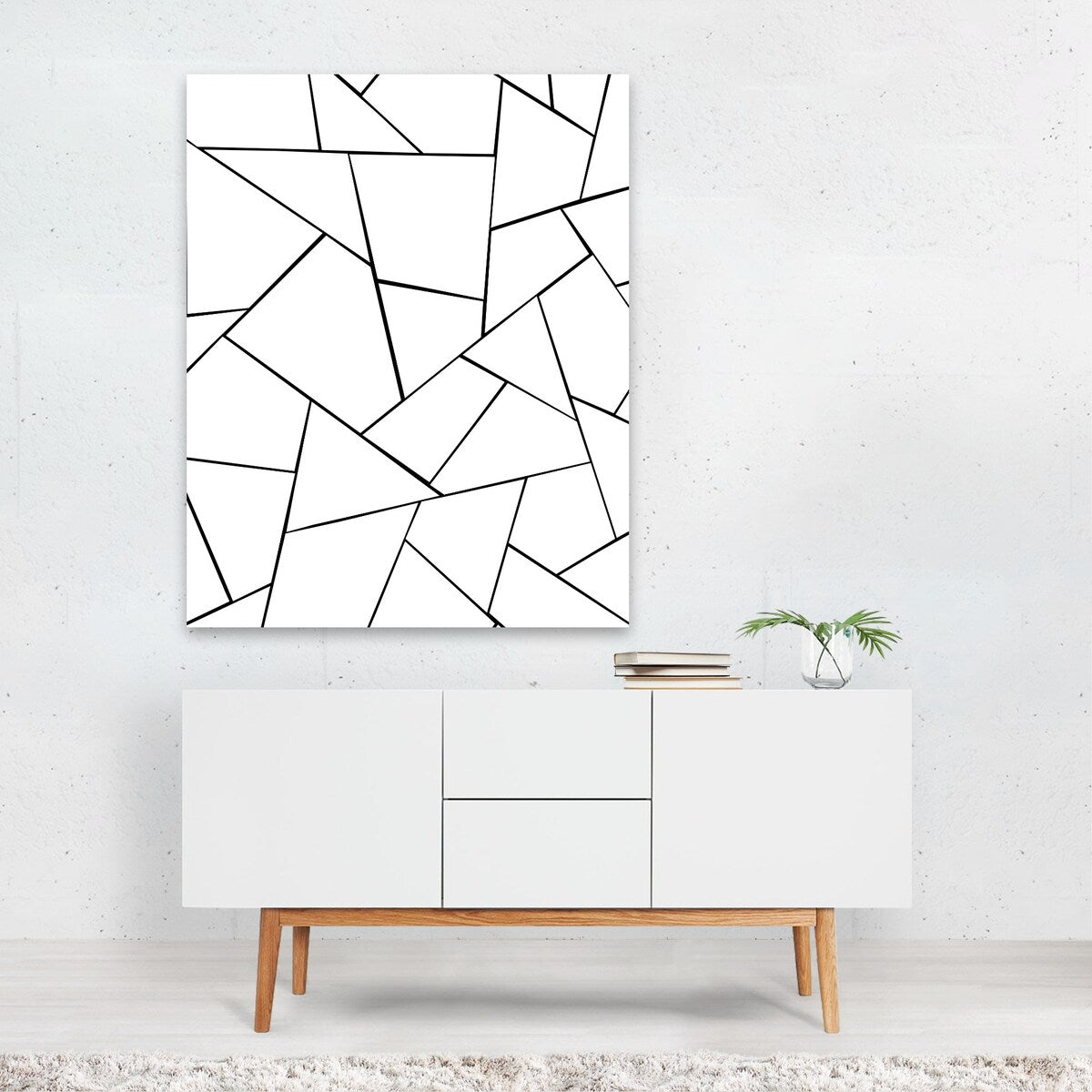 Black White Geometric Glam 1 Line Drawings Pattern Art Print/Poster