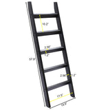 Black Wood 4.8ft Decorative Blanket Ladder - 57.9" H x 19.9" W x 2.56" D