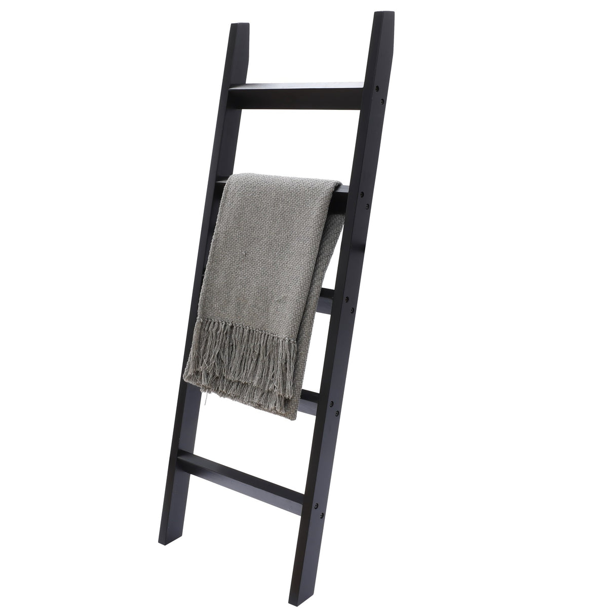 Black Wood 4.8ft Decorative Blanket Ladder - 57.9" H x 19.9" W x 2.56" D