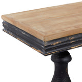 Black Wood Distressed Console Table with Brown Wood Top
