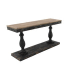 Black Wood Distressed Console Table with Brown Wood Top