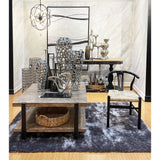 Black Wood Distressed Console Table with Brown Wood Top