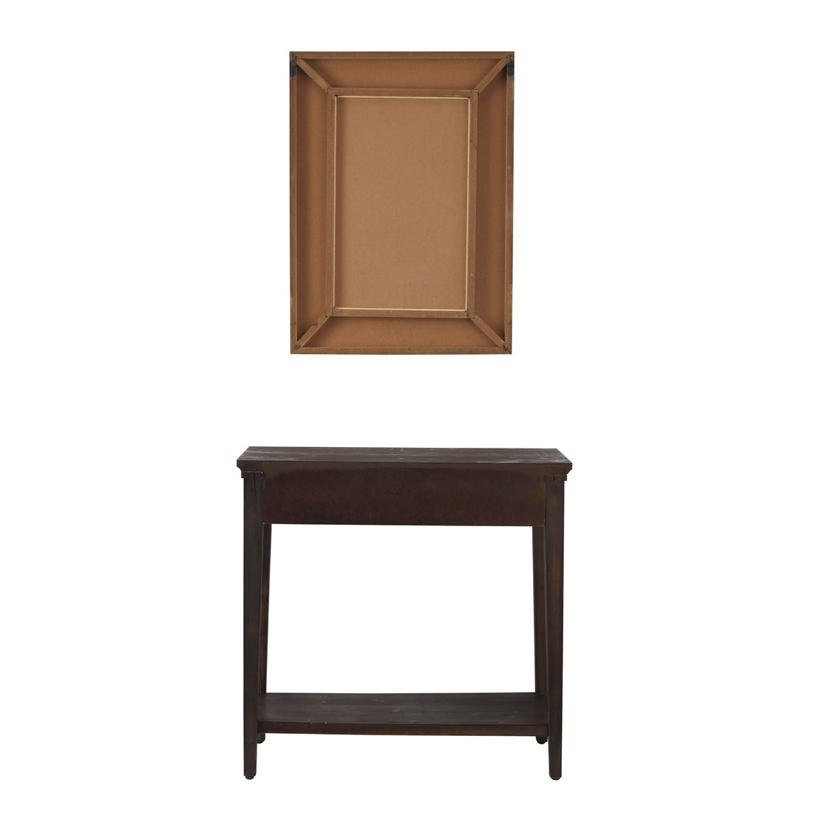 Black Wood Rustic Console Table with Mirror (Set of 2) - 31", 31"H