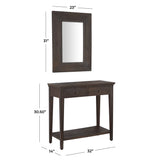Black Wood Rustic Console Table with Mirror (Set of 2) - 31", 31"H