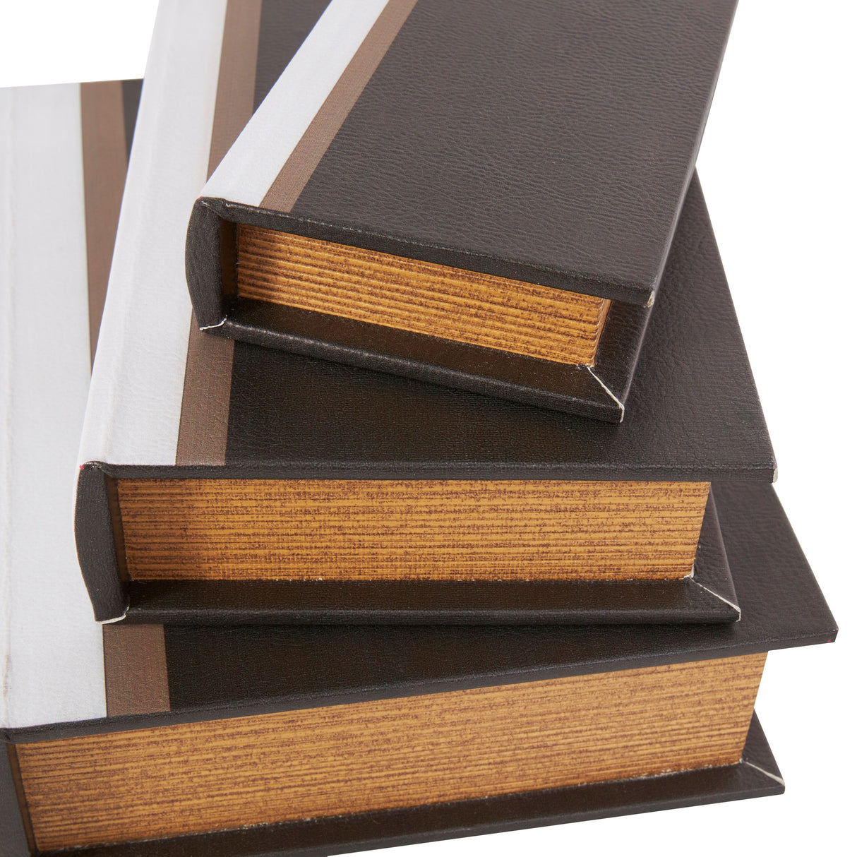Black Wooden Paris, London, New York Storage Faux Storage Book Decorative Box with White Spine (Set of 3)