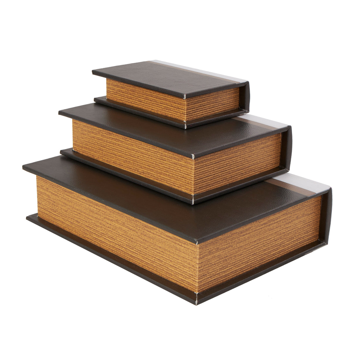 Black Wooden Paris, London, New York Storage Faux Storage Book Decorative Box with White Spine (Set of 3)