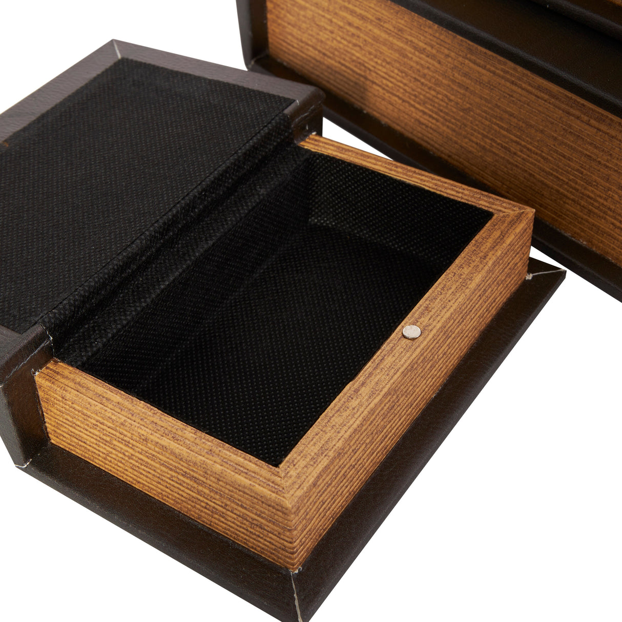 Black Wooden Paris, London, New York Storage Faux Storage Book Decorative Box with White Spine (Set of 3)