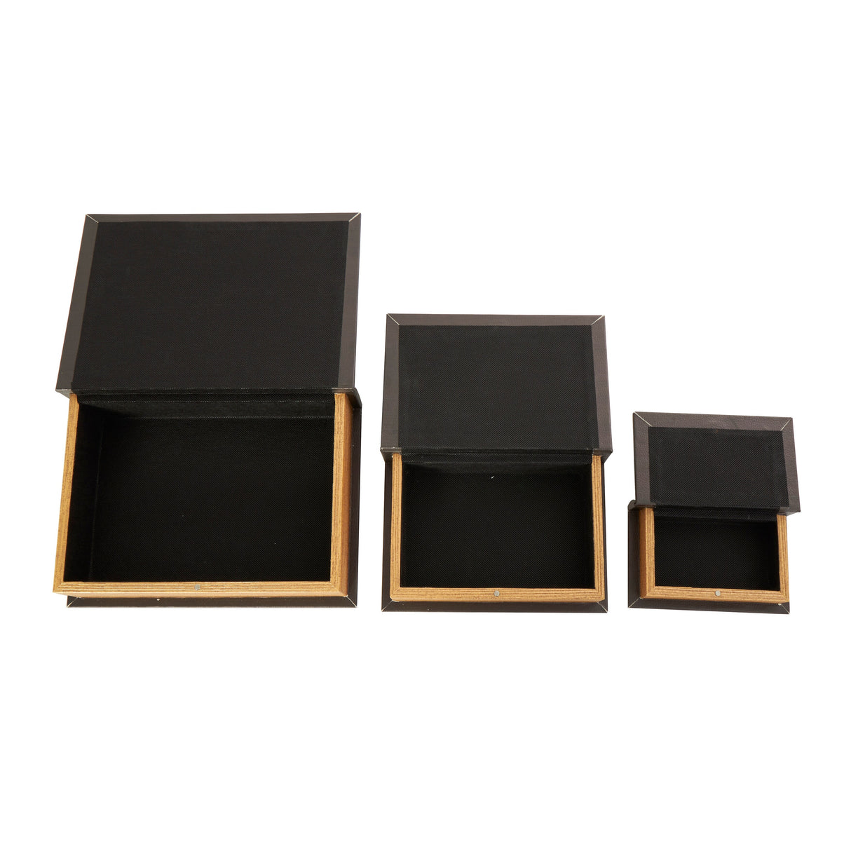 Black Wooden Paris, London, New York Storage Faux Storage Book Decorative Box with White Spine (Set of 3)