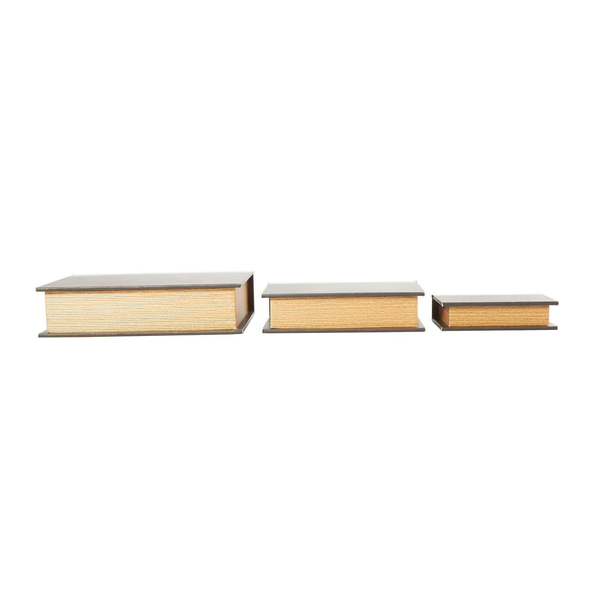 Black Wooden Paris, London, New York Storage Faux Storage Book Decorative Box with White Spine (Set of 3)