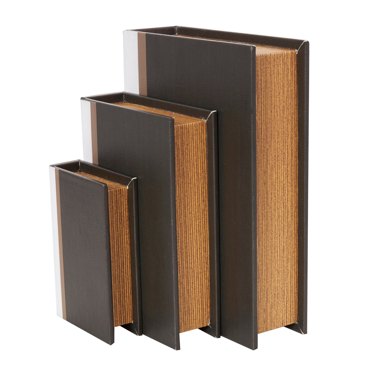 Black Wooden Paris, London, New York Storage Faux Storage Book Decorative Box with White Spine (Set of 3)