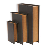Black Wooden Paris, London, New York Storage Faux Storage Book Decorative Box with White Spine (Set of 3)