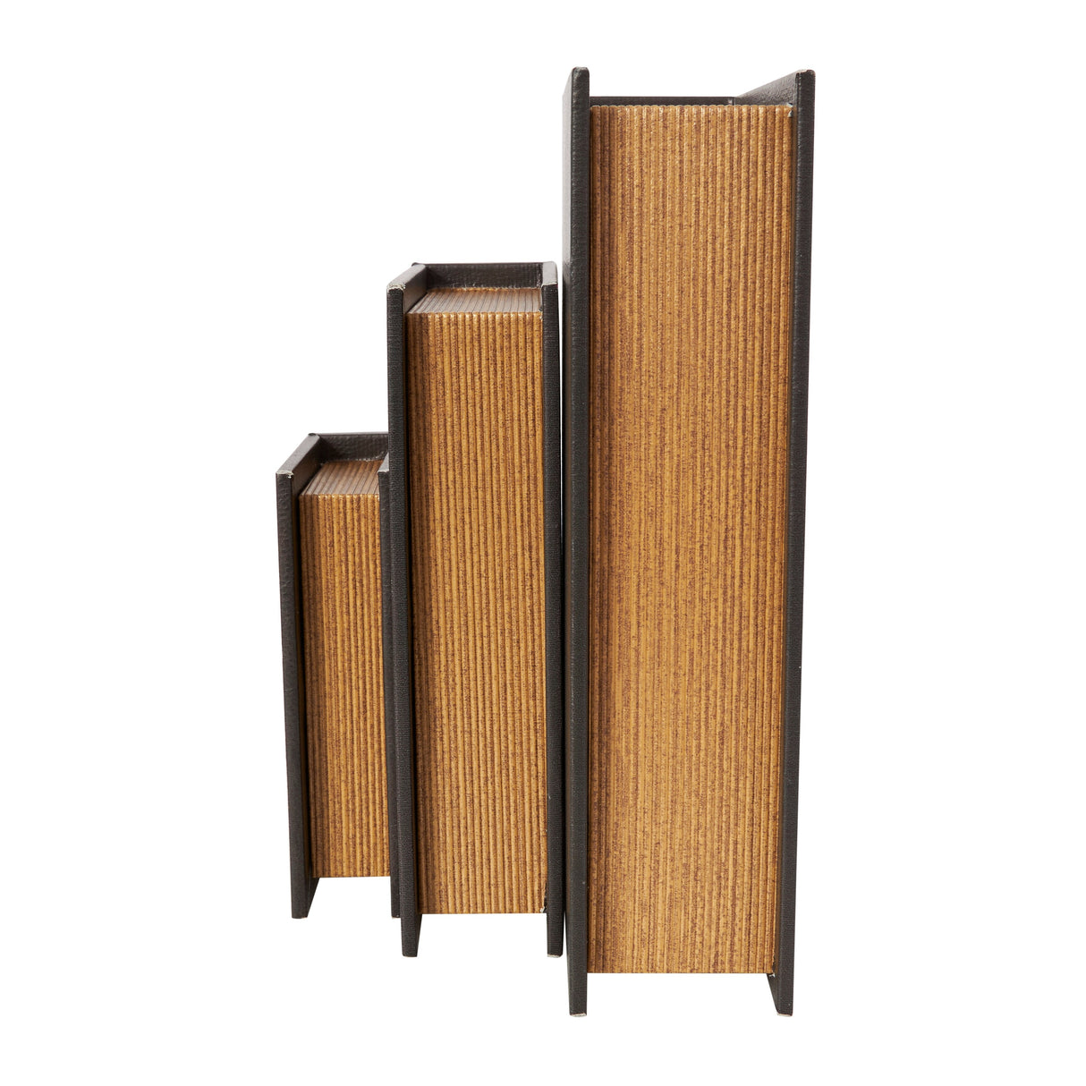 Black Wooden Paris, London, New York Storage Faux Storage Book Decorative Box with White Spine (Set of 3)