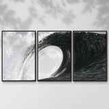 Black & White Waves IV - Multi Piece Framed Canvas