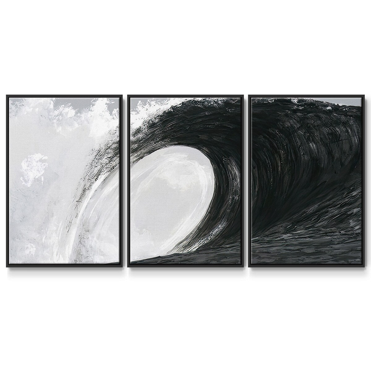 Black & White Waves IV - Multi Piece Framed Canvas