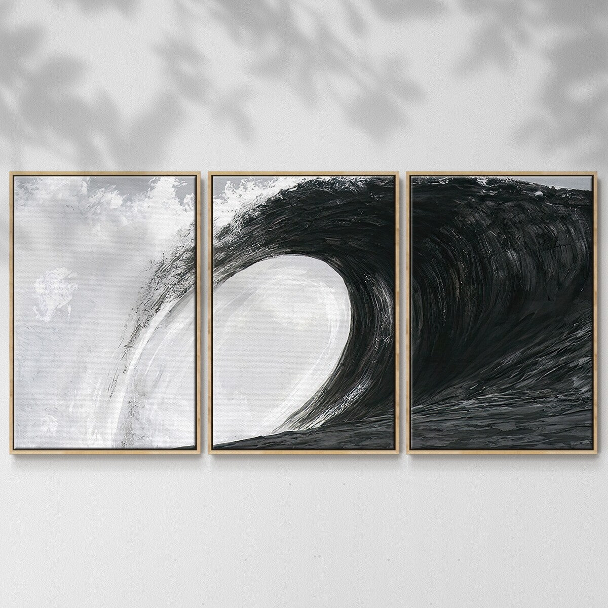 Black & White Waves IV - Multi Piece Framed Canvas