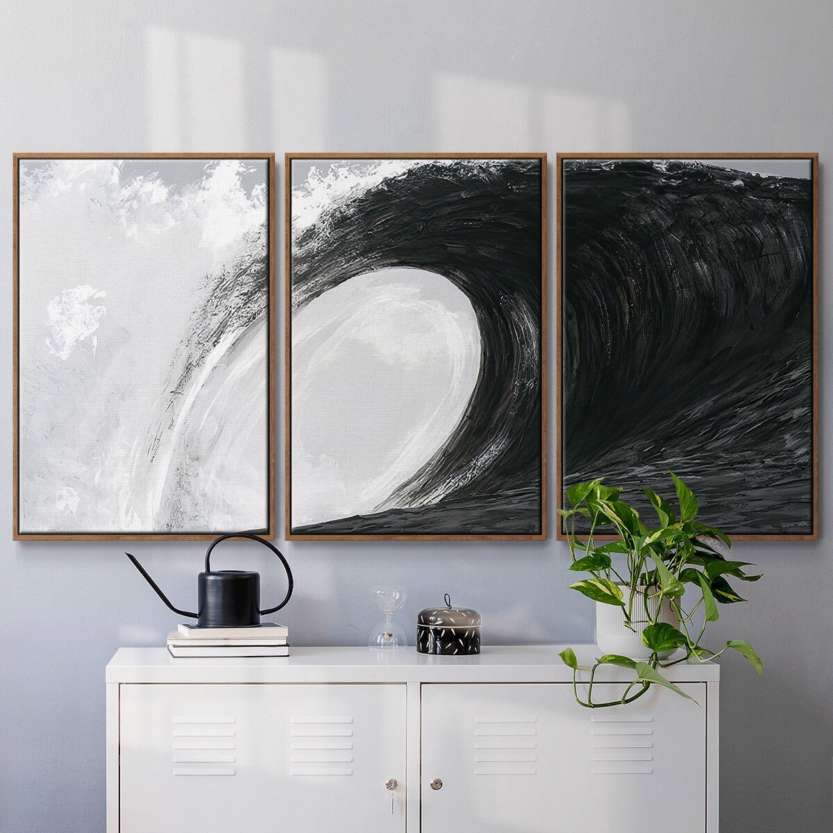 Black & White Waves IV - Multi Piece Framed Canvas