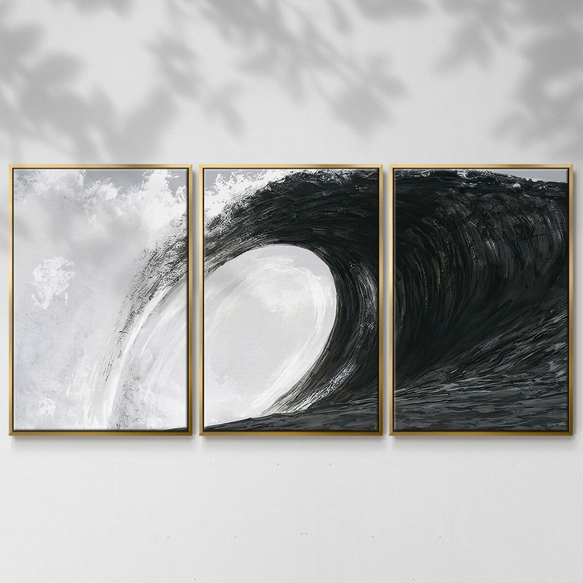 Black & White Waves IV - Multi Piece Framed Canvas