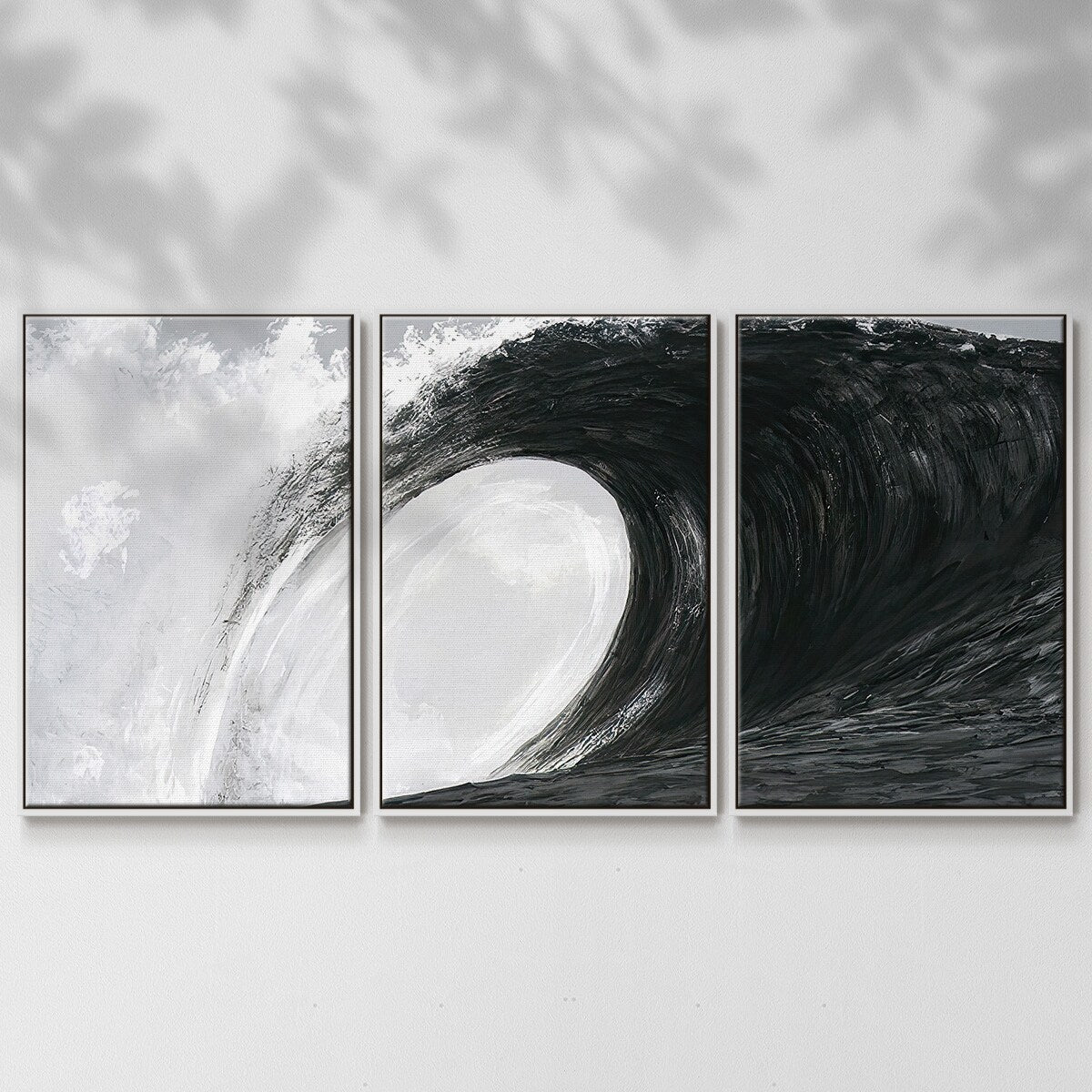 Black & White Waves IV - Multi Piece Framed Canvas