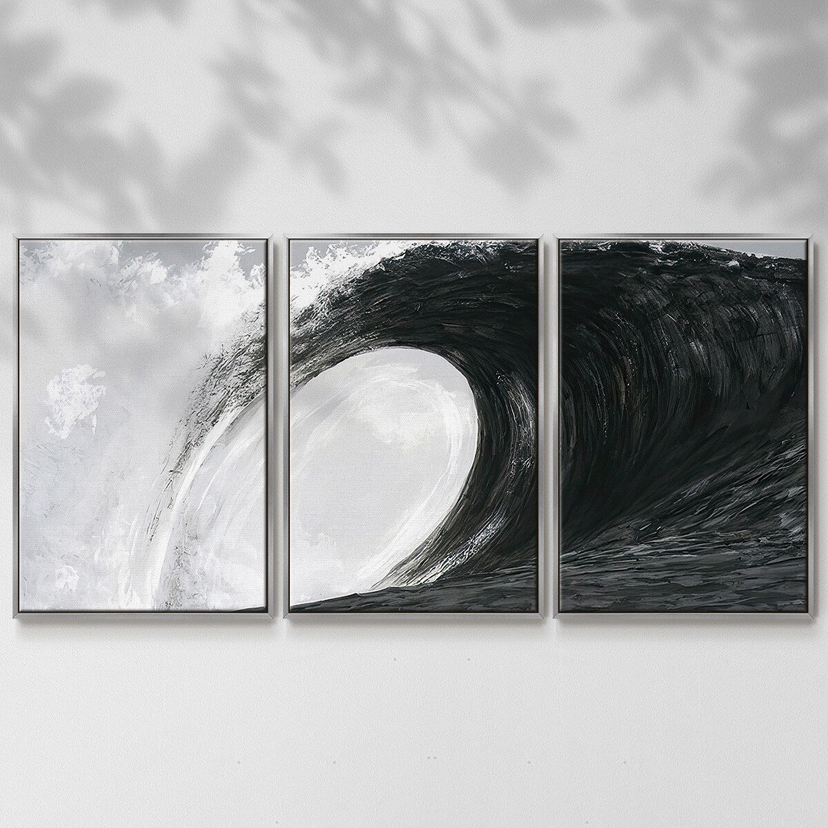Black & White Waves IV - Multi Piece Framed Canvas