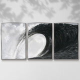 Black & White Waves IV - Multi Piece Framed Canvas