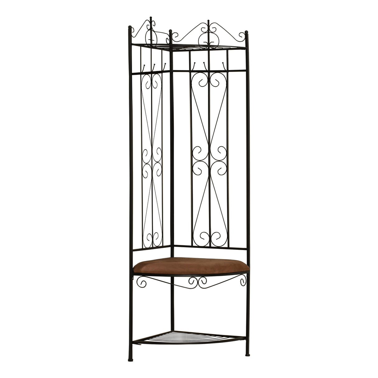 6-Hook Hall Tree Coat Rack, Corner Hallway Bench