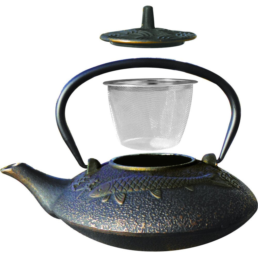 Black and Copper Koi 38-ounce Teapot