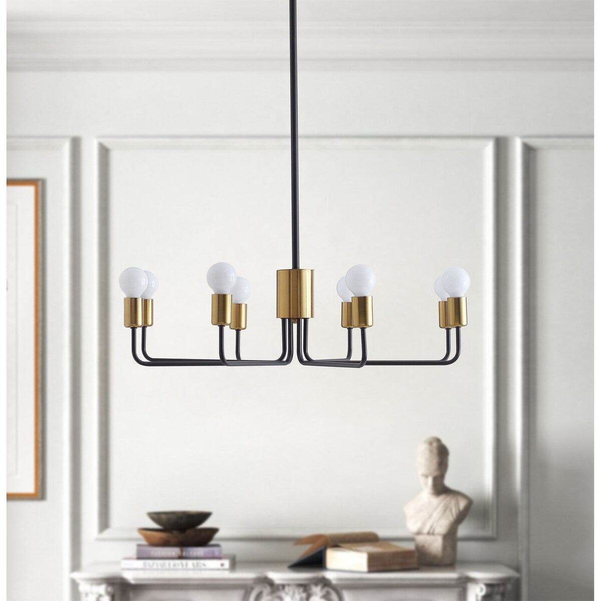 Black and Gold 8-Light Candle Style Candelabra Chandelier