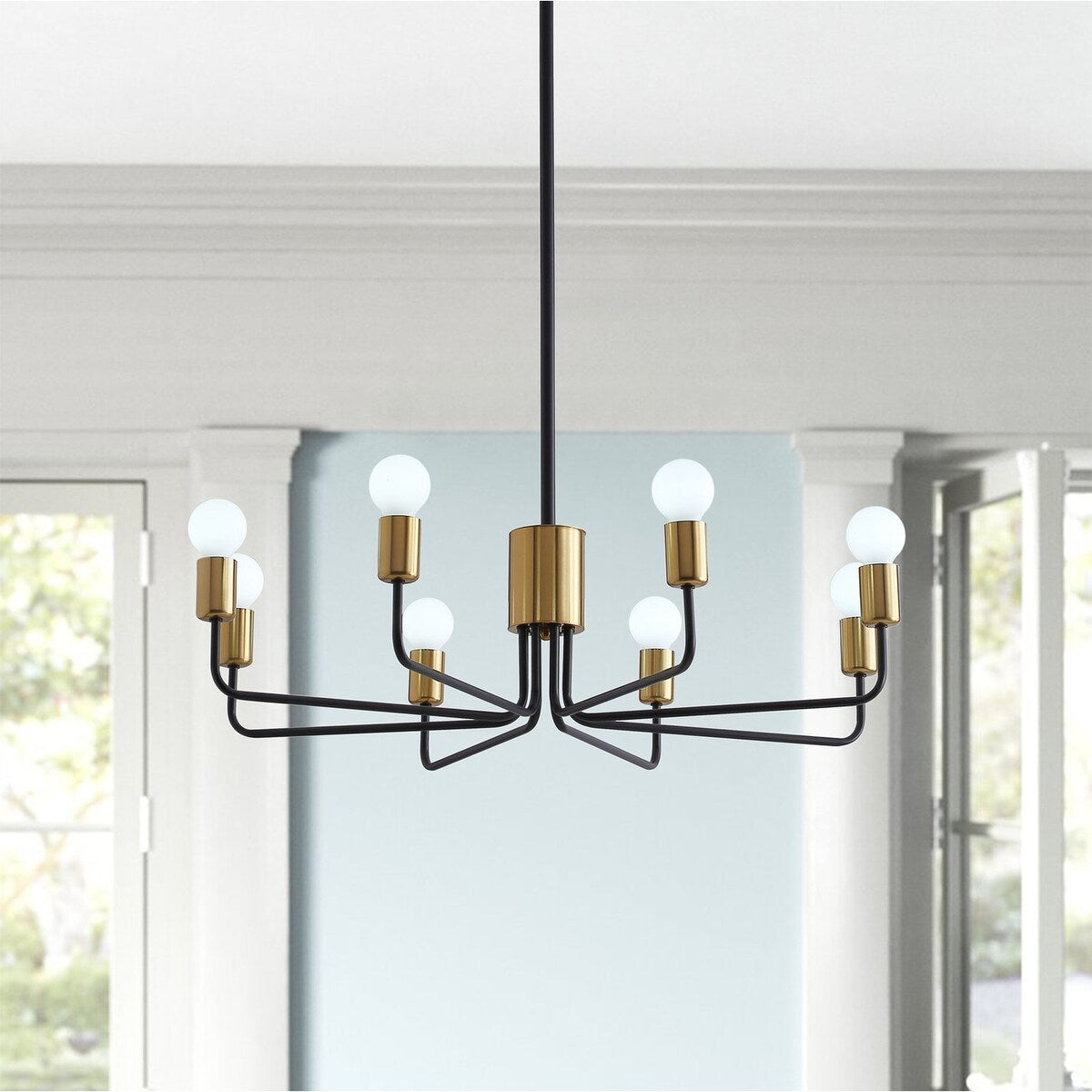 Black and Gold 8-Light Candle Style Candelabra Chandelier