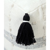 Sevita Black and Ivory Modern Textured Plaid Pouf Ottoman