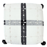 Sevita Black and Ivory Modern Textured Plaid Pouf Ottoman