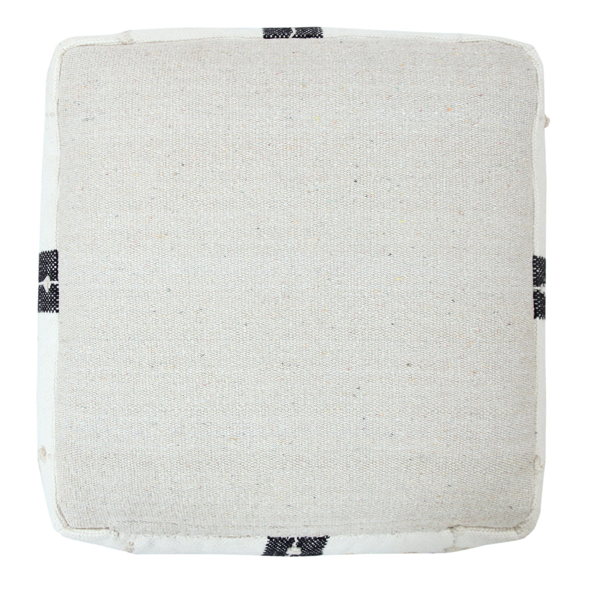Sevita Black and Ivory Modern Textured Plaid Pouf Ottoman