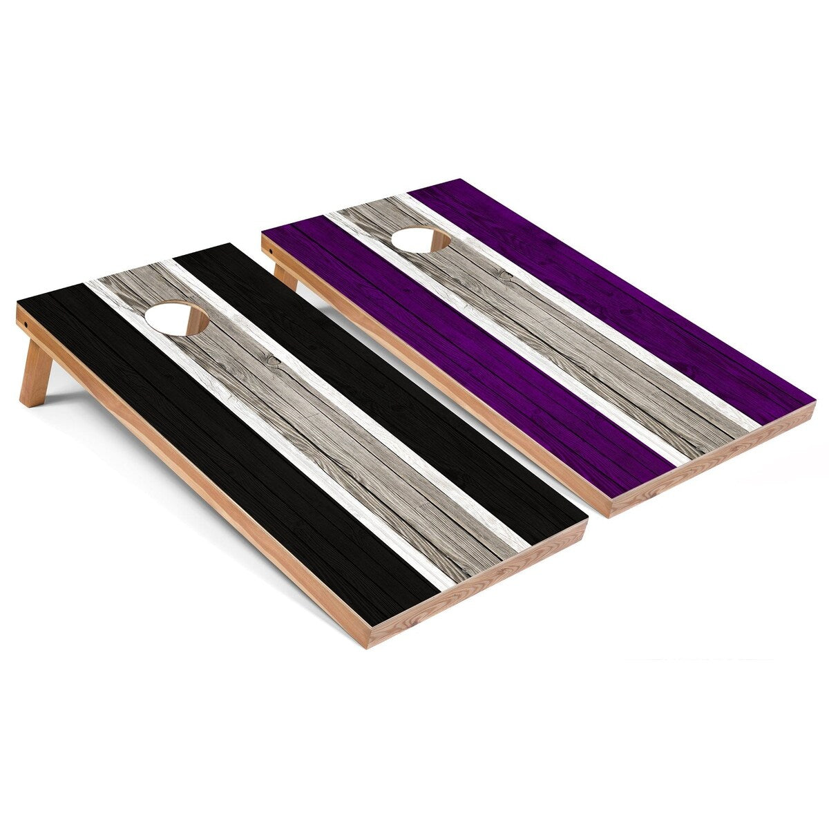 Black and Purple Striped Premium 2x4 Cornhole Board Set