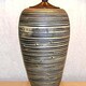 Black and Tan Dark Wicker Shade Bamboo Table Lamp