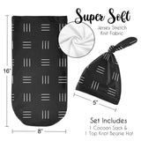 Black and White Boho Mudcloth Baby Cocoon and Beanie Hat Sleep Sack 2pc White Black Bohemian Woodland Southwest Gender Neutral
