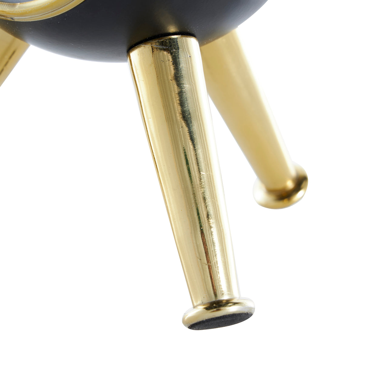 Black or Silver Metal Orb Tabletop Clock with White Clockface and Gold Tripod Legs