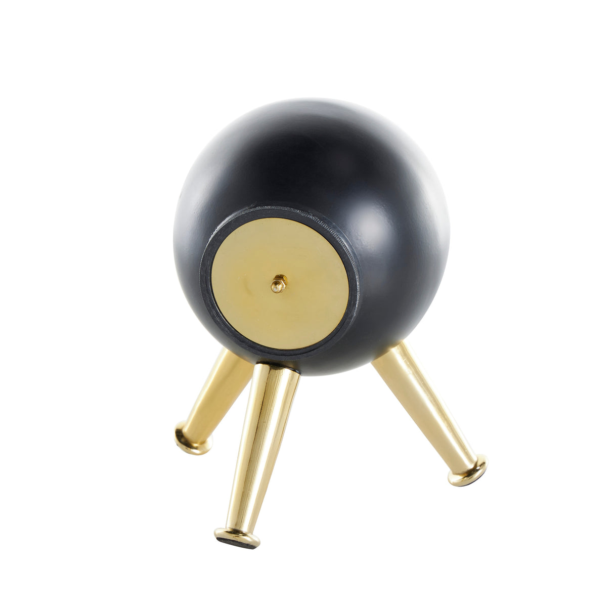 Black or Silver Metal Orb Tabletop Clock with White Clockface and Gold Tripod Legs