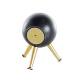 Black or Silver Metal Orb Tabletop Clock with White Clockface and Gold Tripod Legs