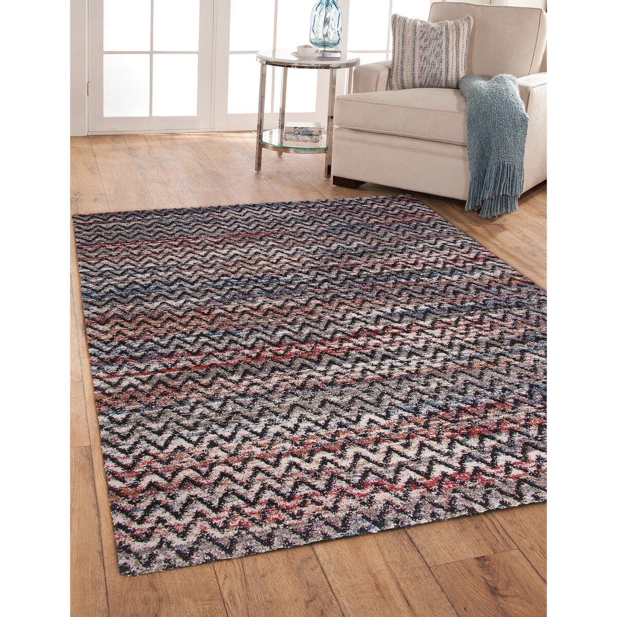 Black; Blue; Red; Natural and Ivory Area Rug 8x10, Machine-Woven Using Heatset Frise Yarns, Durable Jute Backing - 8' x 10'
