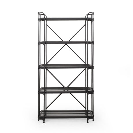 Blackfoot Outdoor Industrial 5 Shelf Iron Mesh Bookcase by Christopher Knight Home - 36.50" W x 17.50" D x 66.75" H