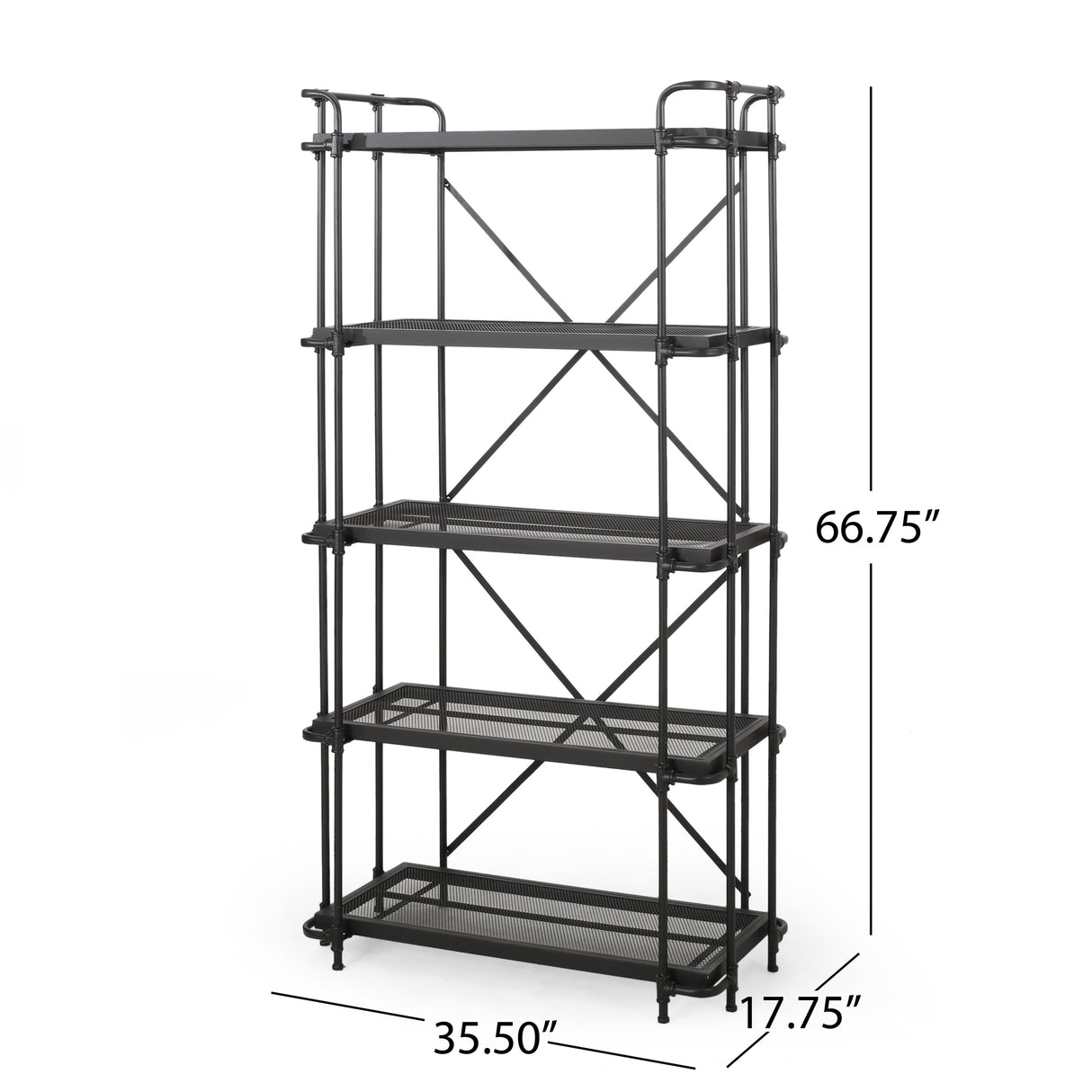 Blackfoot Outdoor Industrial 5 Shelf Iron Mesh Bookcase by Christopher Knight Home - 36.50" W x 17.50" D x 66.75" H
