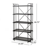 Blackfoot Outdoor Industrial 5 Shelf Iron Mesh Bookcase by Christopher Knight Home - 36.50" W x 17.50" D x 66.75" H