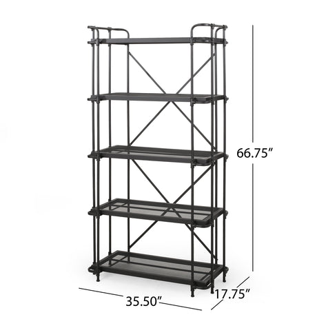 Blackfoot Outdoor Industrial 5 Shelf Iron Mesh Bookcase by Christopher Knight Home - 36.50" W x 17.50" D x 66.75" H