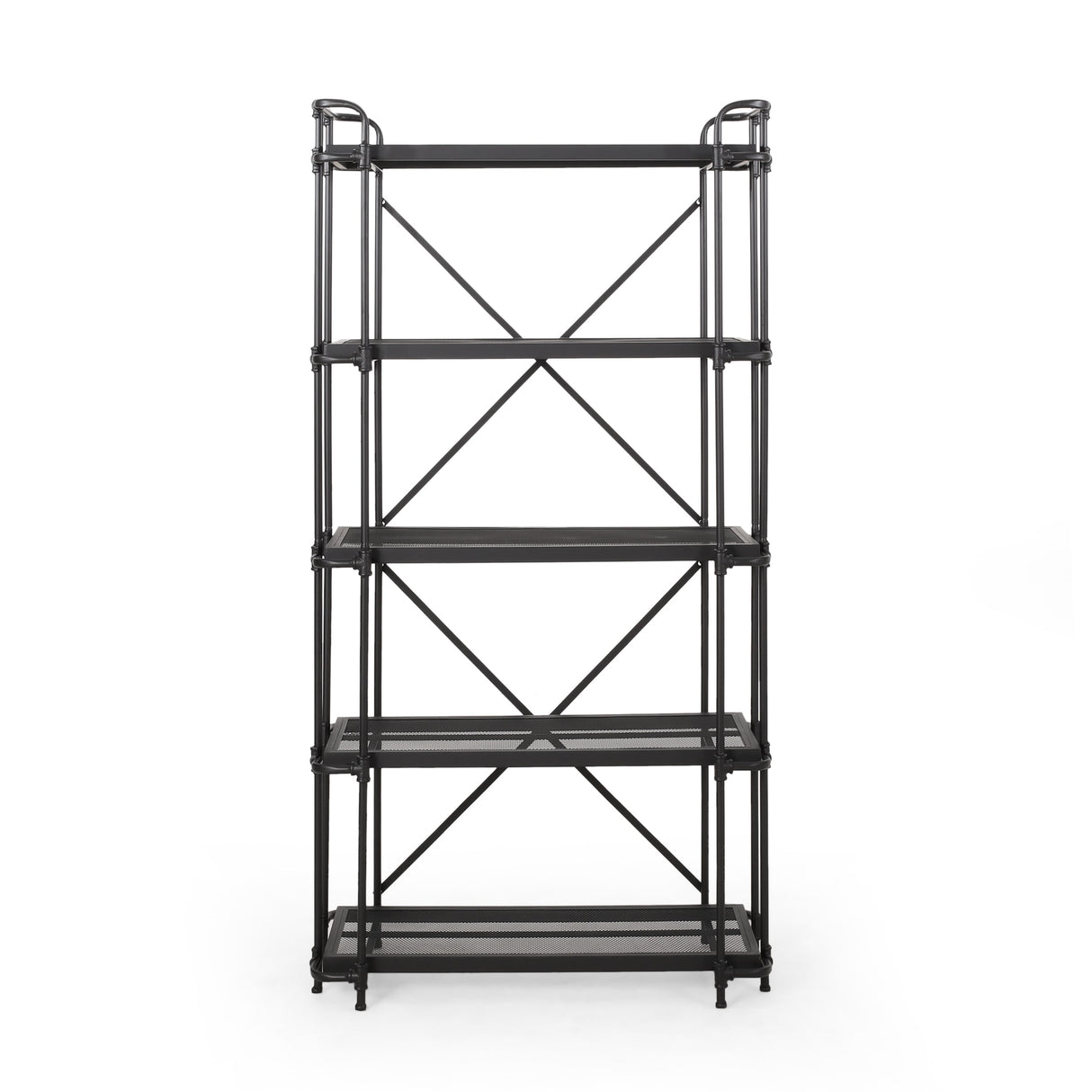 Blackfoot Outdoor Industrial 5 Shelf Iron Mesh Bookcase by Christopher Knight Home - 36.50" W x 17.50" D x 66.75" H