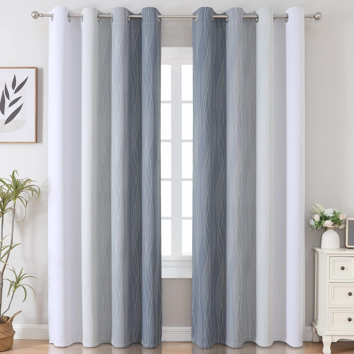 Blackout Curtains & Drapes,Thermal Insulated Ombre Blackout Drapes,Full Room Darkening Energy Saving Curtains,52Wx84L,2 Panels