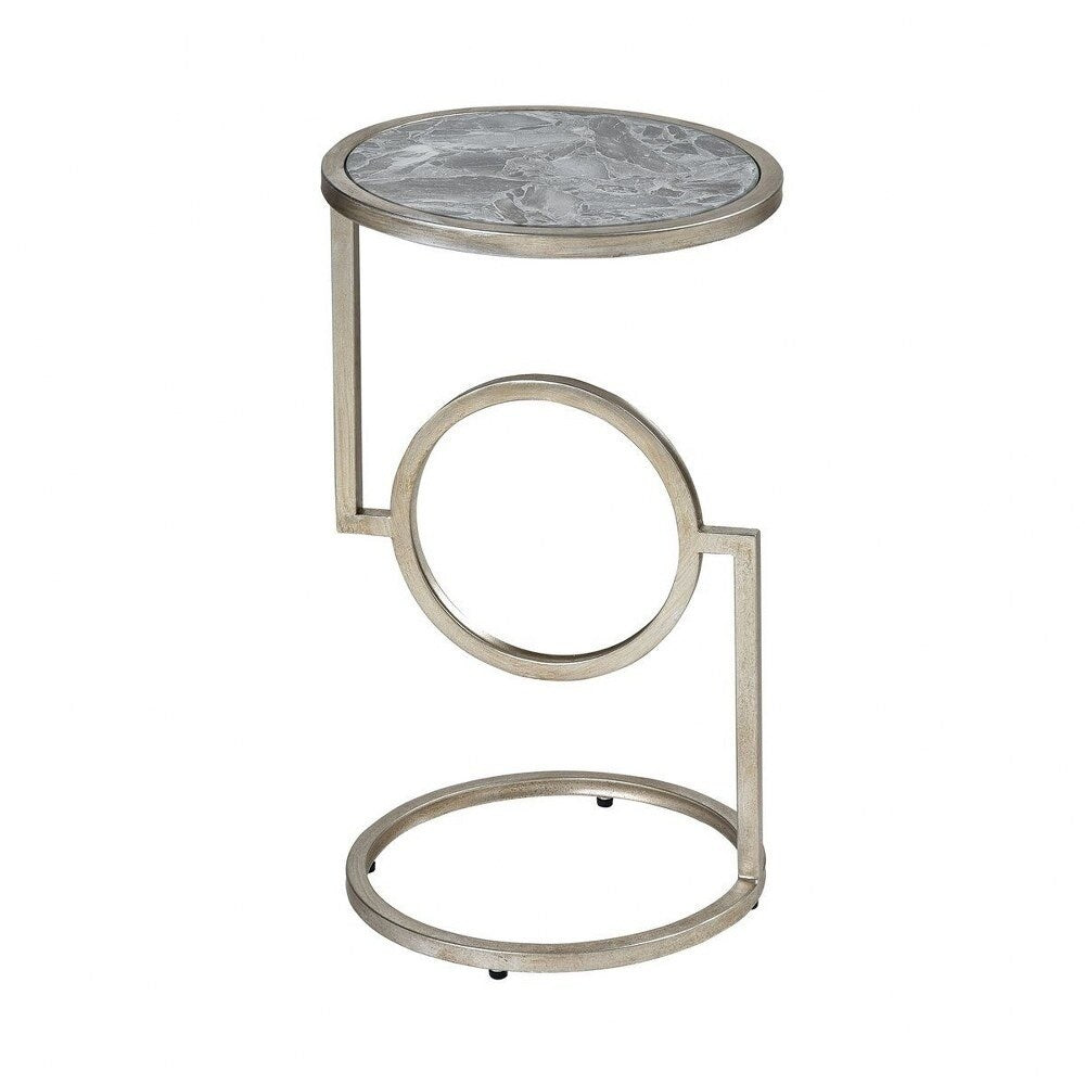 Blackwood Downs - 22 Inch Accent Table Grey Stone/Silver Leaf/Silver Leaf Finish