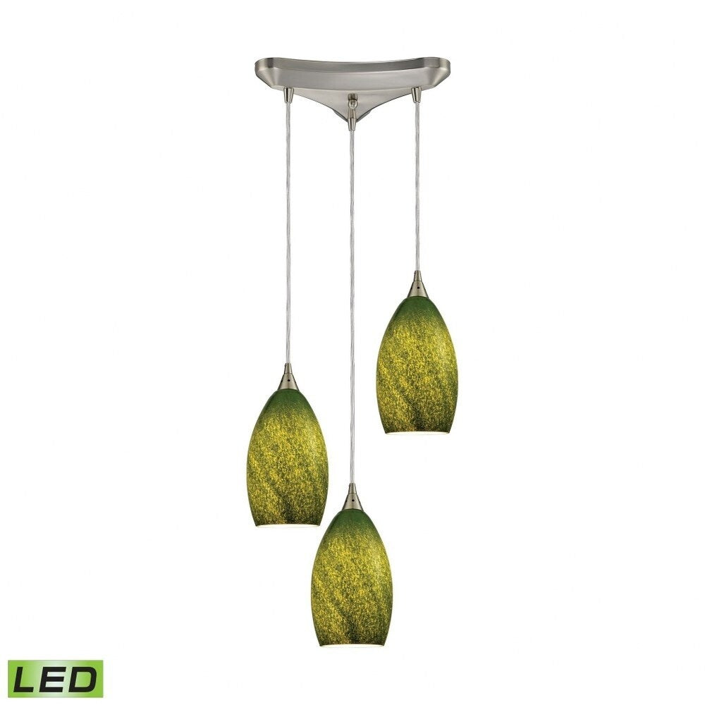 Blackwood Maltings - Three Light Triangular Pendant TXS: Textured Sand A19 Medium BaseSatin Nickel