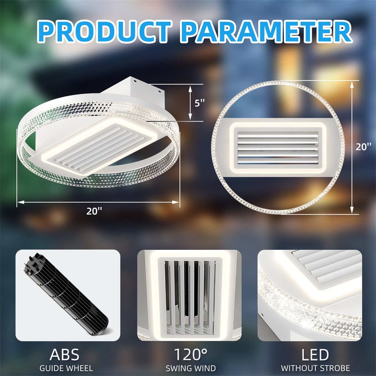 Bladeless Ceiling Fan with Lights Remote Control