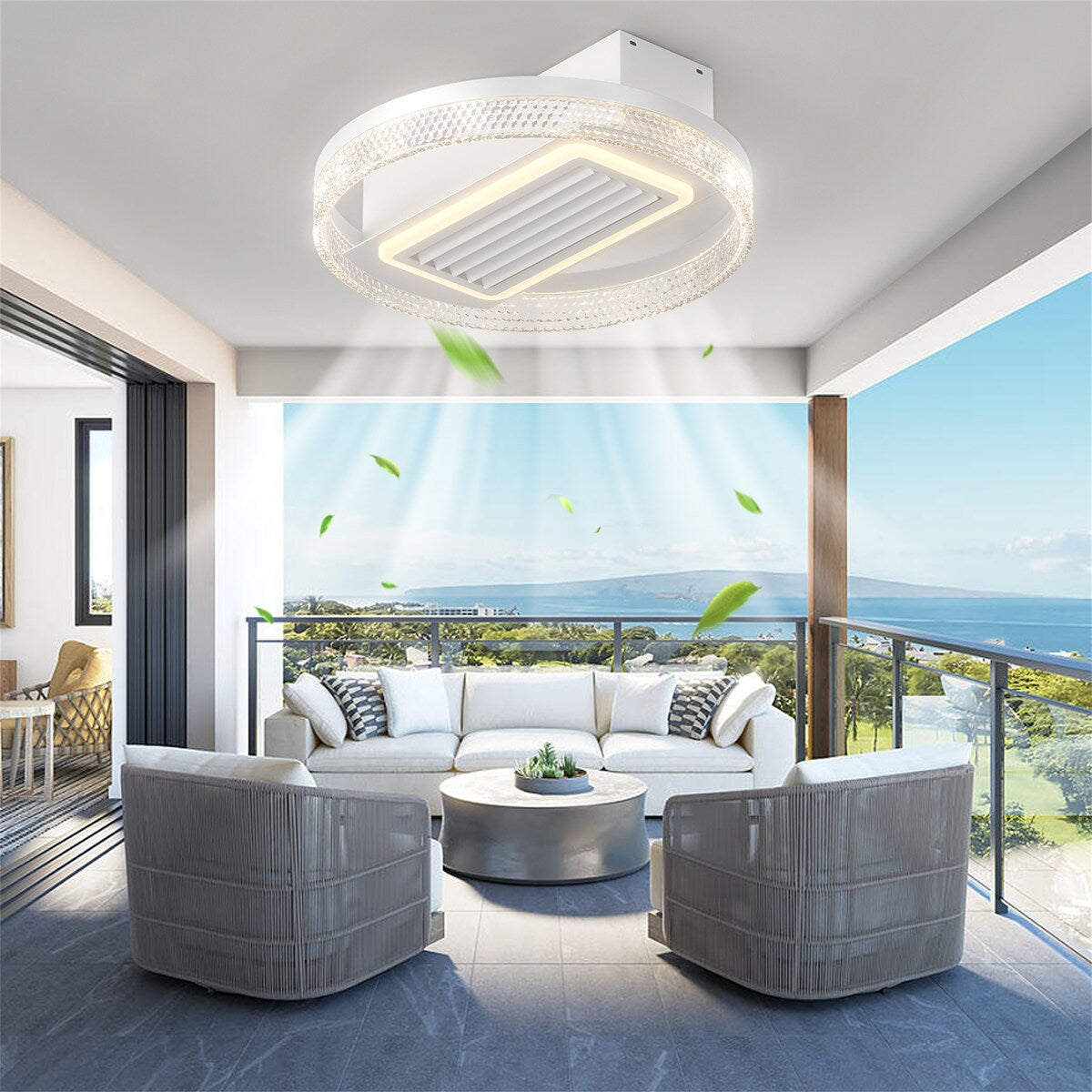 Bladeless Ceiling Fan with Lights Remote Control