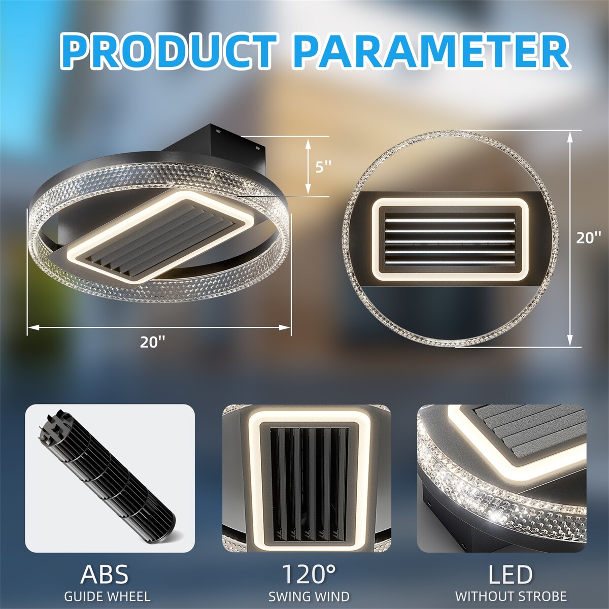 Bladeless Ceiling Fan with Lights Remote Control